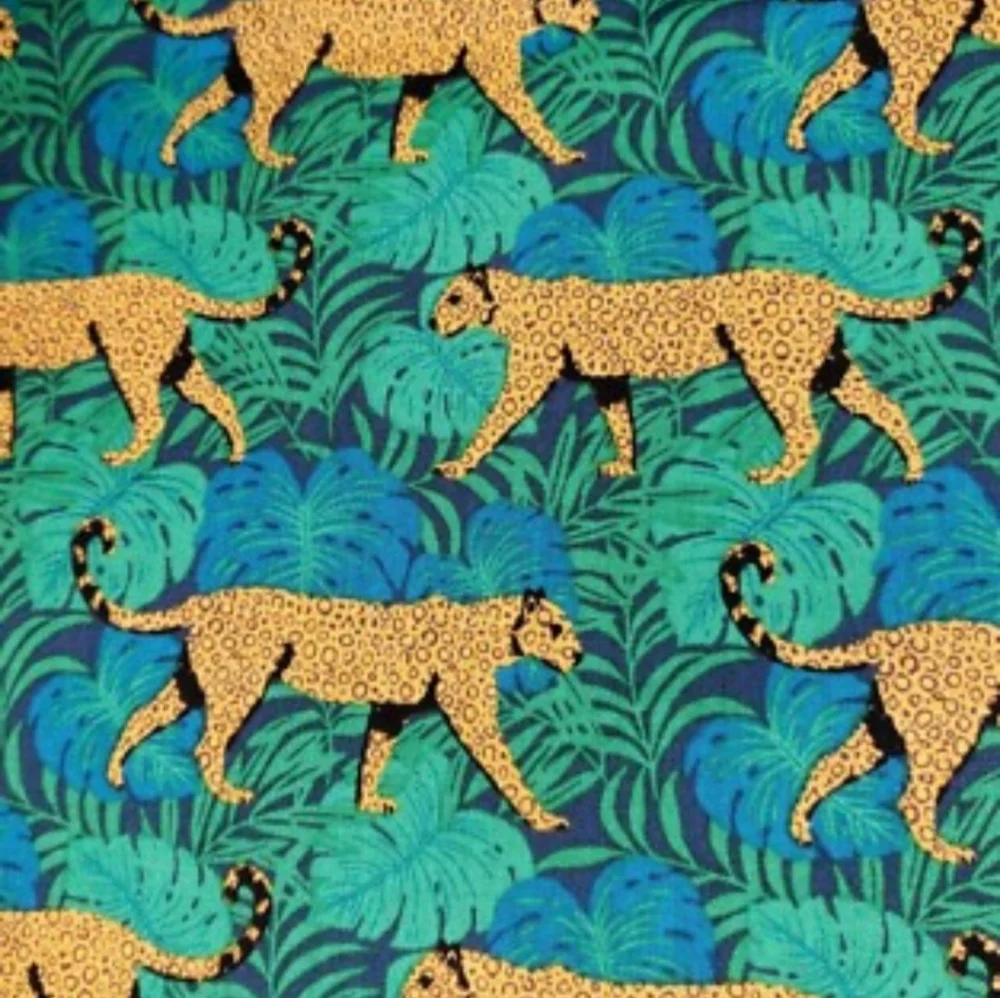WAVERLY EXOTIC JUNGLE LEOPARD PRUSSI DESIGN COTTON FABRIC MATERIAL 3-YARDS